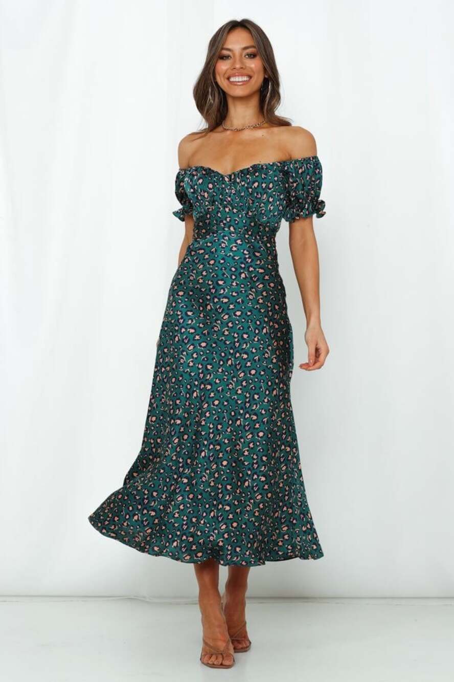 Hello Molly Spiced Ginger Medley Maxi Dress Green Leopard 6